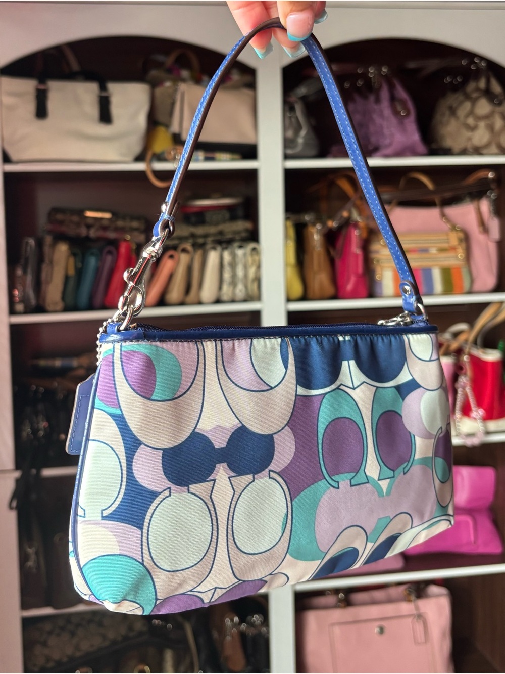 COACH Ashley Scarf Print Wristlet Mini Bag - Picture 7 of 13
